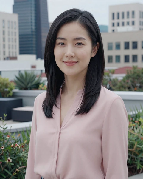 Verified Dremeet member Mia, 27, smiling on a Los Angeles rooftop